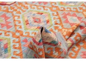 Tappeto Kilim Stilizzato Celeste Arancione 154x199 Cm