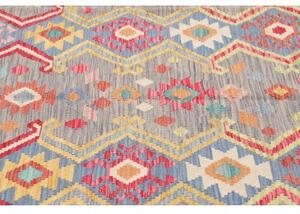 Tappeto Kilim Geometrico Grigio Multicolore 158x200 Cm