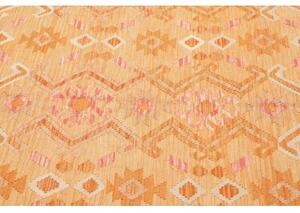 Tappeto Kilim Geometrico Giallo Senape Arancione Chiaro 157x201 Cm
