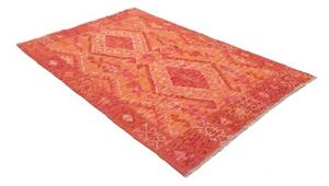 Tappeto Kilim Geometrico Rosso Arancione 128x185 Cm