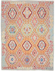 Tappeto Kilim Stilizzato Celeste Arancione 154x199 Cm