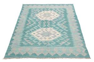 Tappeto Kilim Stilizzato Verde Acqua Azzurro 100x152 Cm