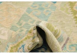 Tappeto Kilim Geometrico Verde Chiaro Azzurro 109x144 Cm