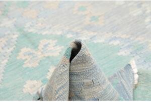 Tappeto Kilim Stilizzato Celeste Avorio 105x150 Cm