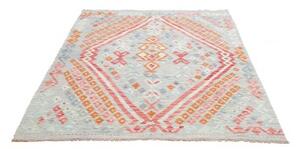 Tappeto Kilim Geometrico Celeste Arancione 155x201 Cm