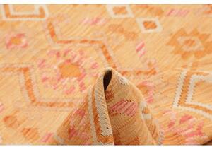 Tappeto Kilim Geometrico Giallo Senape Arancione Chiaro 157x201 Cm