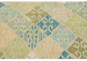 Tappeto Kilim Geometrico Verde Chiaro Azzurro 109x144 Cm