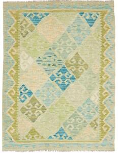 Tappeto Kilim Geometrico Verde Chiaro Azzurro 109x144 Cm
