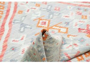 Tappeto Kilim Geometrico Celeste Arancione 155x201 Cm