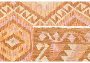 Tappeto Kilim Geometrico Marrone Ocra Rosa Cipria 103x147 Cm