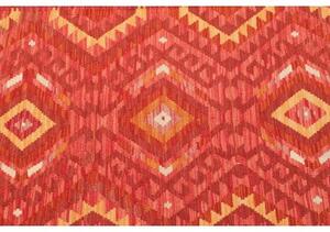 Tappeto Kilim Geometrico Rosso Giallo 105x148 Cm