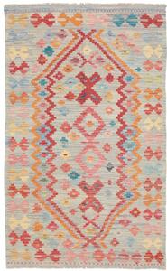Tappeto Kilim Geometrico Grigio Chiaro Multicolore 98x159 Cm