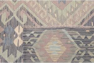 Tappeto Kilim Geometrico Grigio Scuro Grigio Chiaro 202x296 Cm