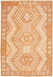 Tappeto Kilim Geometrico Marrone Ocra Rosa Cipria 103x147 Cm