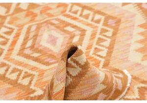 Tappeto Kilim Geometrico Marrone Ocra Rosa Cipria 103x147 Cm
