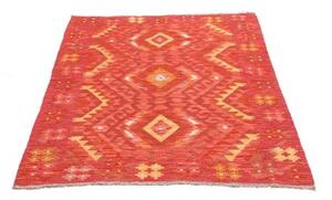 Tappeto Kilim Geometrico Rosso Giallo 105x148 Cm