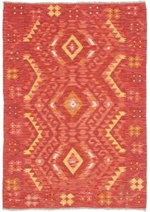 Tappeto Kilim Geometrico Rosso Giallo 105x148 Cm