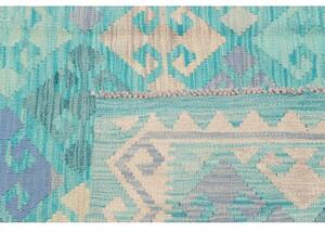 Tappeto Kilim Stilizzato Turchese Avorio 177x240 Cm