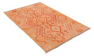 Tappeto Kilim Geometrico Arancione Beige 102x153 Cm