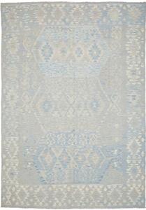 Tappeto Kilim Geometrico Azzurro Grigio 206x296 Cm