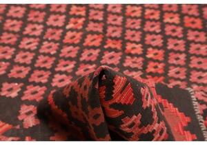Tappeto Kilim Geometrico Marrone Scuro Rosso 203x294 Cm