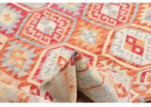 Tappeto Kilim Stilizzato Rosso Azzurro 182x231 Cm