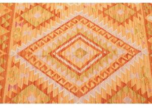 Tappeto Kilim Geometrico Arancione Beige 101x144 Cm