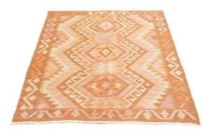 Tappeto Kilim Geometrico Marrone Ocra Rosa Cipria 103x147 Cm