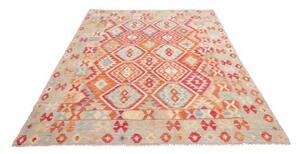 Tappeto Kilim Stilizzato Rosso Azzurro 182x231 Cm