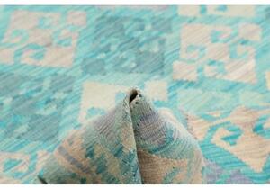 Tappeto Kilim Stilizzato Turchese Avorio 177x240 Cm