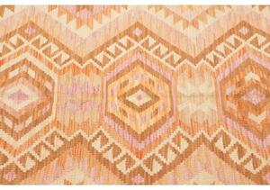 Tappeto Kilim Geometrico Marrone Ocra Rosa Cipria 103x147 Cm