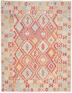 Tappeto Kilim Stilizzato Rosso Azzurro 182x231 Cm