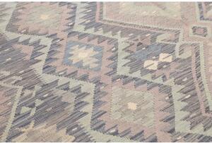 Tappeto Kilim Geometrico Grigio Scuro Grigio Chiaro 202x296 Cm