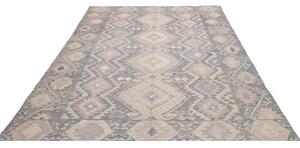 Tappeto Kilim Geometrico Grigio Scuro Grigio Chiaro 202x296 Cm