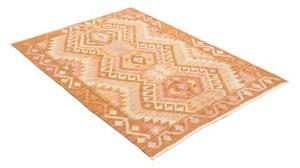 Tappeto Kilim Geometrico Marrone Ocra Rosa Cipria 103x147 Cm