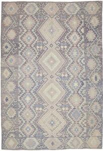 Tappeto Kilim Geometrico Grigio Scuro Grigio Chiaro 202x296 Cm
