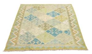 Tappeto Kilim Geometrico Verde Azzurro 107x149 Cm