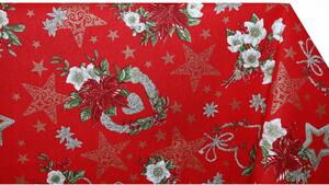 Tessuto cotone al metro - tela - Rose di Natale rosso, altezza 140 cm
