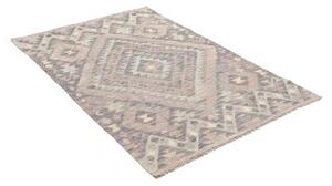 Tappeto Kilim Geometrico Grigio Beige 105x152 Cm