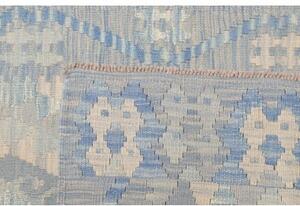 Tappeto Kilim Geometrico Azzurro Beige Corsia 89x297 Cm