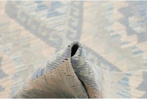 Tappeto Kilim Geometrico Azzurro Beige Corsia 89x297 Cm