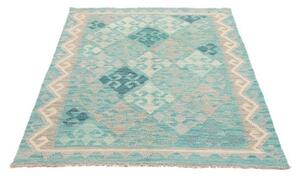 Tappeto Kilim Geometrico Turchese Grigio Chiaro 104x149 Cm