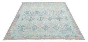 Tappeto Kilim Geometrico Azzurro Beige 155x197 Cm