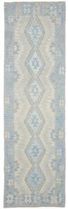 Tappeto Kilim Geometrico Azzurro Beige Corsia 89x297 Cm