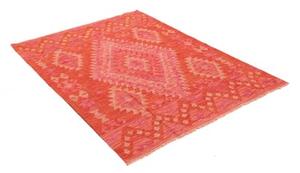 Tappeto Kilim Geometrico Rosso Arancione 126x170 Cm