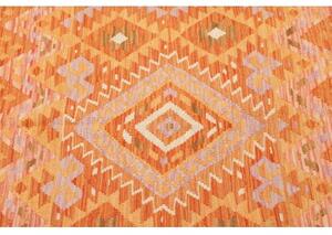 Tappeto Kilim Geometrico Arancione Beige 109x151 Cm