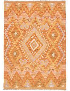Tappeto Kilim Geometrico Arancione Beige 109x151 Cm