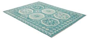 Tappeto Kilim Stilizzato Turchese Azzurro 159x203 Cm