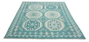 Tappeto Kilim Stilizzato Turchese Azzurro 159x203 Cm