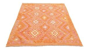 Tappeto Kilim Geometrico Arancione Rosa 121x175 Cm